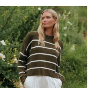 Jenni Kayne Chloe Olive and White Striped Sweater